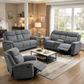 Kallea Fabric 1-Seater Manual Recliner Armchair - Steel - Chocolate Wood