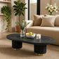 Raven Handmade Solid Mango Column Coffee Table with Gold Accents