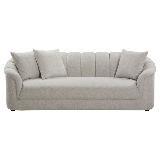 Andrella Fabric Sofa, 4-Seater in Beige - Chocolate Wood