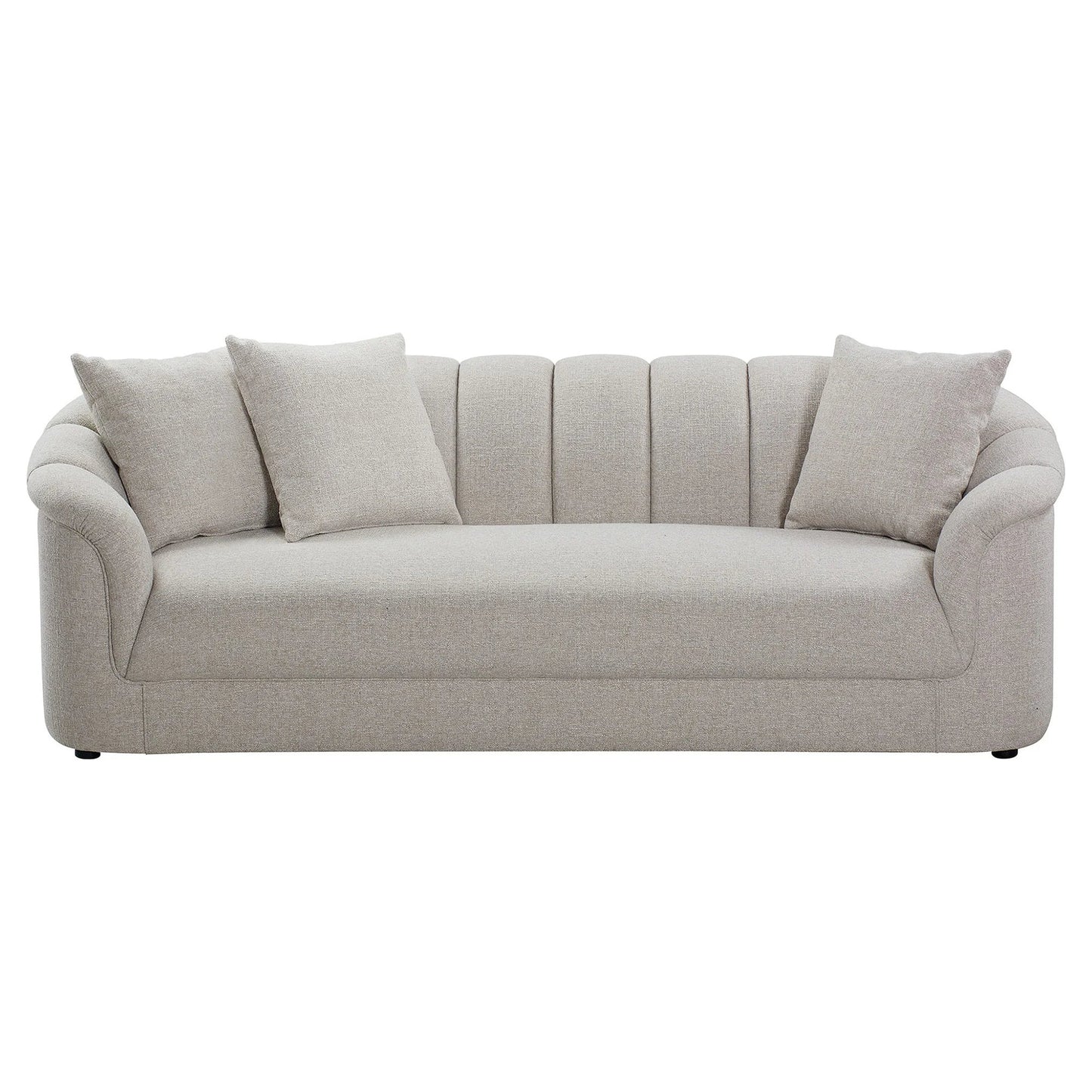 Andrella Fabric Sofa, 4-Seater in Beige - Chocolate Wood