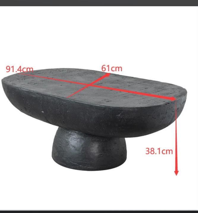 BARDOT OVAL CEMENT COFFEE TABLE BLACK - MyChocolateWood