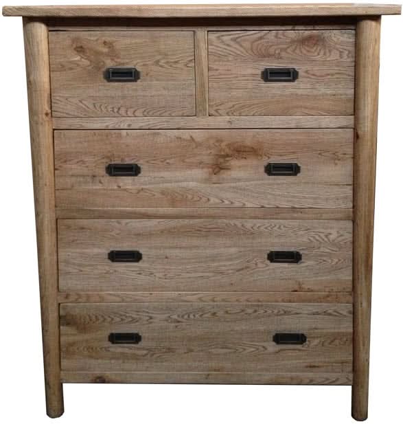 FITAN SOLID OAK  5-DRAWER CHEST OF DRAWERS - MyChocolateWood