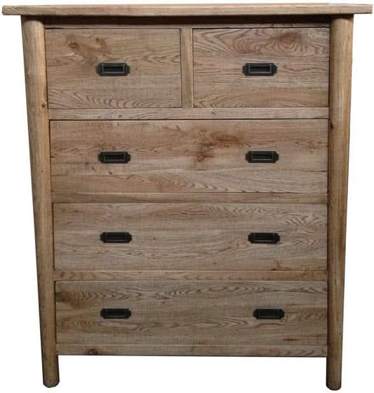 FITAN SOLID OAK  5-DRAWER CHEST OF DRAWERS - MyChocolateWood