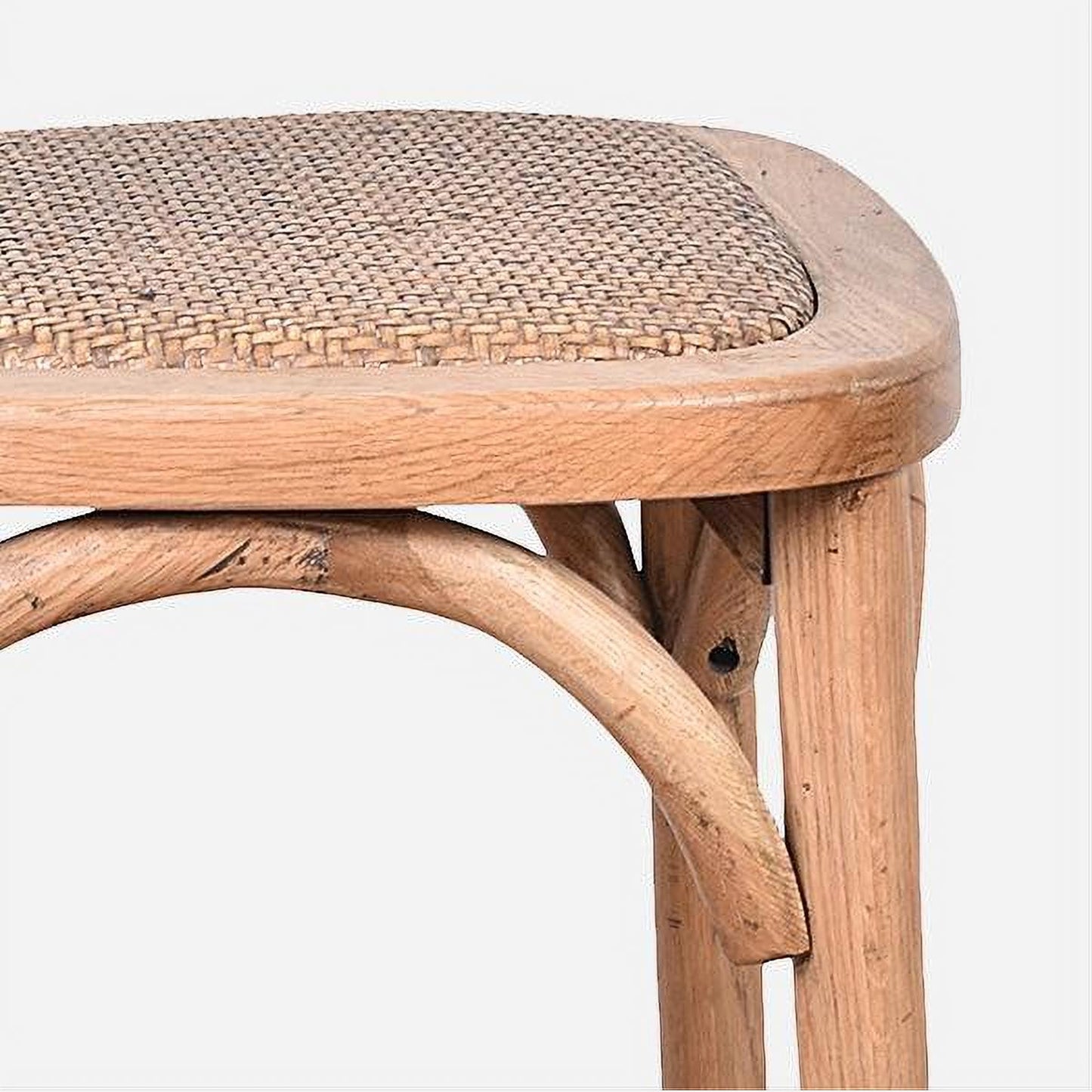 Malmo Cross Back Bar Stool with Grey Metal Straps - Chocolate Wood