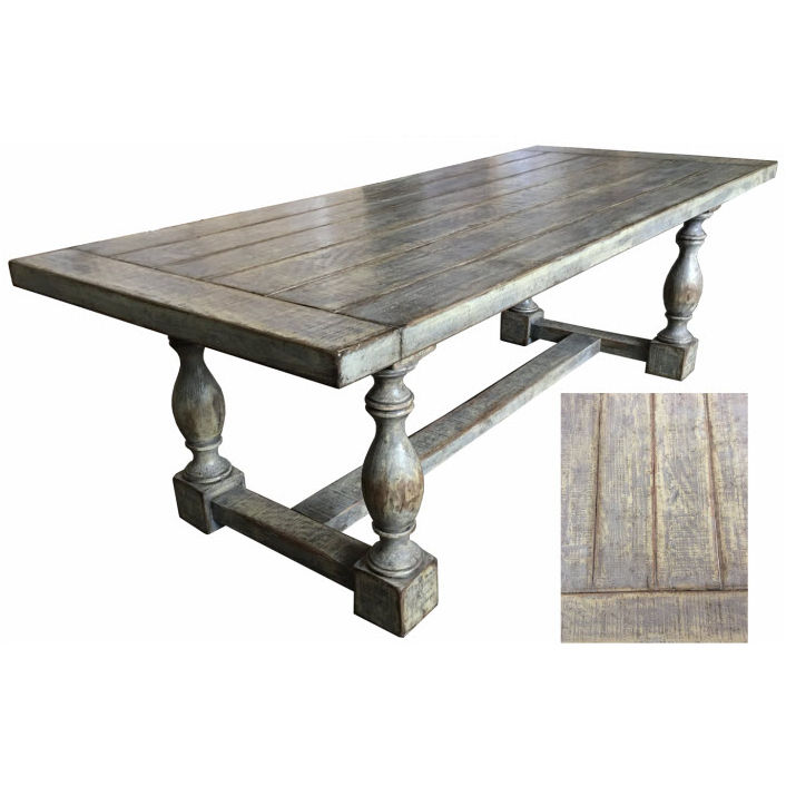 ABBEY RECYCLED OREGON TIMBER DINING TABLE RUSTIC GREY 240CM - MyChocolateWood