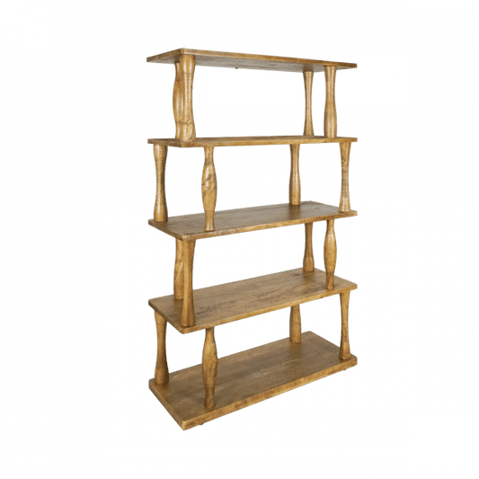 LUPIN MINDI WOOD 5-SHELF RUSTIC BOOKCASE/DISPLAY SHELF NATURAL - MyChocolateWood