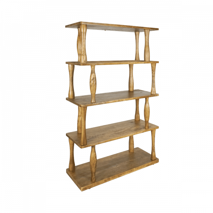 Lupin Mindi Wood Rustic Bookcase 100 x 40 x 177cm in Natural - Chocolate Wood