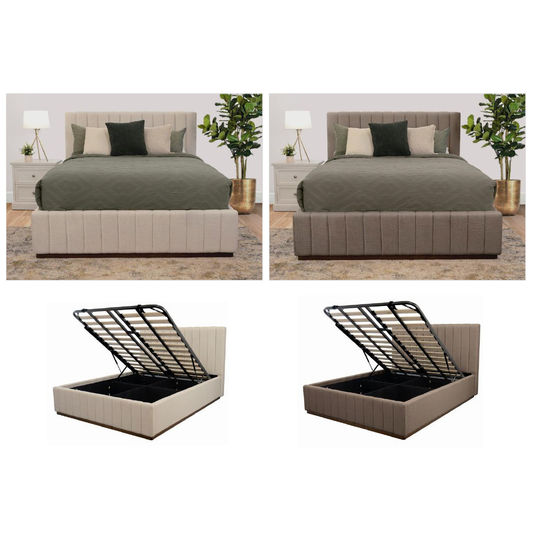 ZADIA GAS LIFT STORAGE QUEEN SIZE BED SMOKE - MyChocolateWood