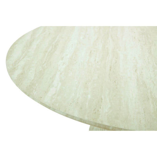 BYRD ROUND DINING TABLE TRAVERTINE LOOK 120CM WHITE - MyChocolateWood