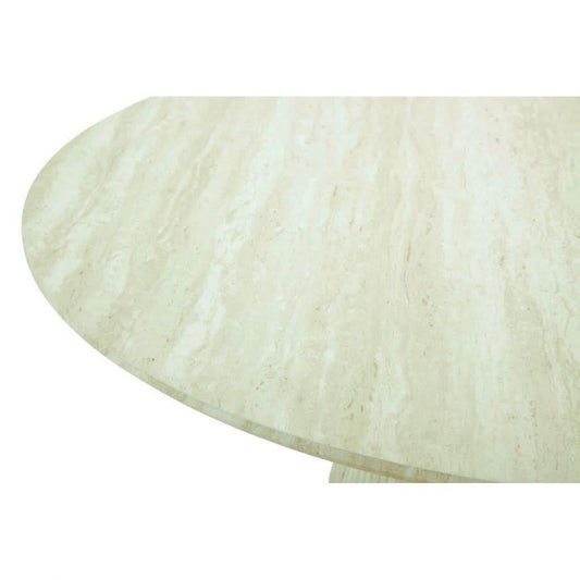 BYRD ROUND DINING TABLE TRAVERTINE LOOK 120CM WHITE - MyChocolateWood