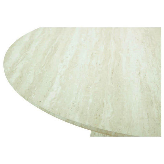 BYRD ROUND DINING TABLE TRAVERTINE LOOK 120CM WHITE