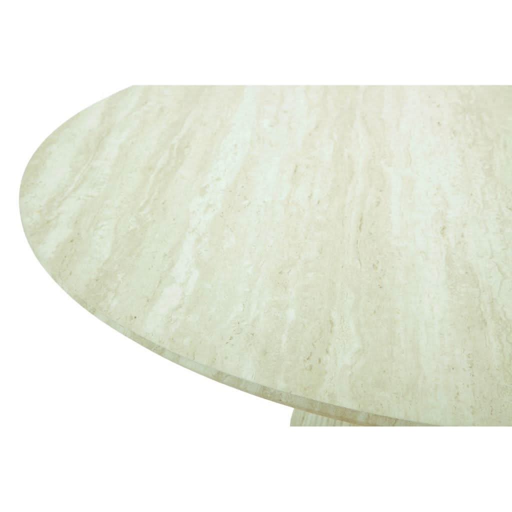 BYRD ROUND DINING TABLE TRAVERTINE LOOK 120CM  WHITE - MyChocolateWood