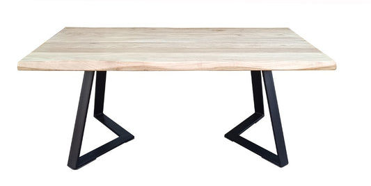 ARNIK ACACIA WOOD RECTANGULAR COFFEE TABLE  OCCASIONAL TABLE NATURAL /BLACK - MyChocolateWood