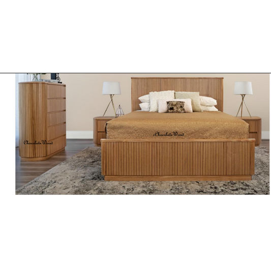 REMY SOLID & VENEER ASH TIMBER QUEEN BED NATURAL - MyChocolateWood