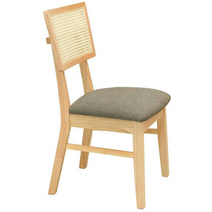 HADLEIGH OAK & RATTAN DINING CHAIR NATURAL/ALMOND - MyChocolateWood