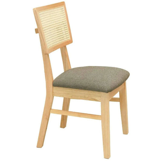 HADLEIGH OAK & RATTAN DINING CHAIR NATURAL/ALMOND - MyChocolateWood