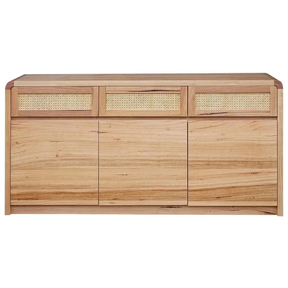 YARRIN MESSMATE TIMBER & RATTAN 3 DOOR 3 DRAWER BUFFET NATURAL - MyChocolateWood