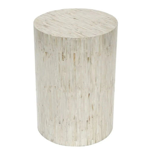 LAUSANNE MOTHER OF PEARL HAND MADE STOOL/SIDE TABLE/LAMP TABLE/ACCENT TABLE - MyChocolateWood