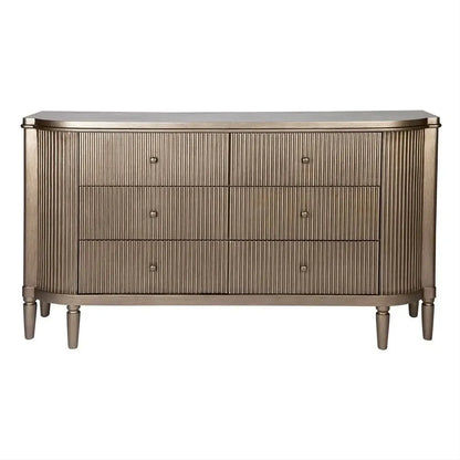 DIANNA MARBLE ART DECO 6 DRAWER CHEST OF DRAWERS ACCENT CHEST ANTIQUE GOLD
