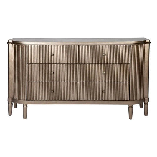DIANNA MARBLE ART DECO 6 DRAWER CHEST OF DRAWERS ACCENT CHEST ANTIQUE GOLD - MyChocolateWood