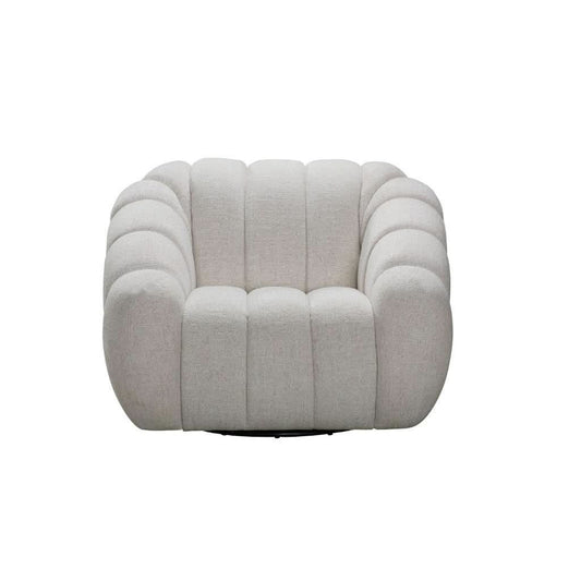BRIELLE FABRIC ARMCHAIR 1 SINGLE SOFA WITH 360 DEGREE SWIVEL BEIGE - MyChocolateWood