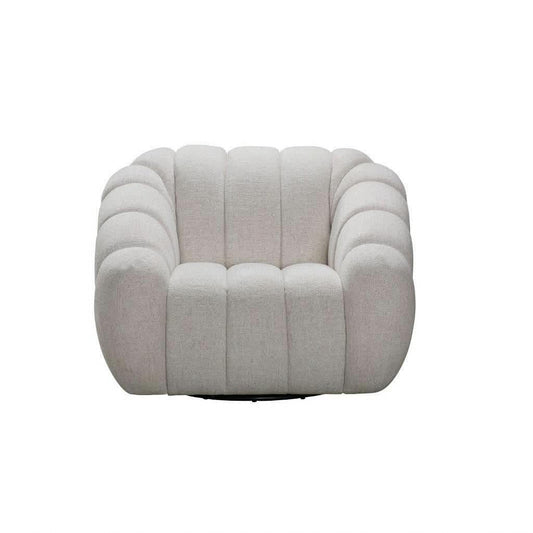 BRIELLE FABRIC ARMCHAIR 1 SINGLE SOFA WITH 360 DEGREE SWIVEL BEIGE - MyChocolateWood