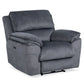 Mercouri Fabric Single Electric Recliner Armchair in Shadow - Chocolate Wood