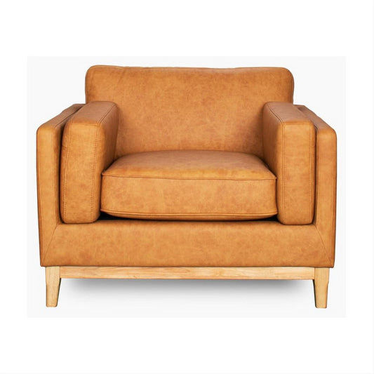 MARQUIS OSLO LEATHER ARMCHAIR 1 SEATER TAN - MyChocolateWood