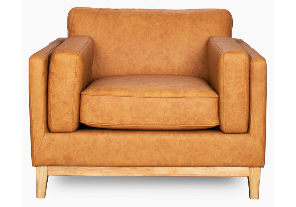 MARQUIS OSLO LEATHER ARMCHAIR 1 SEATER TAN - MyChocolateWood
