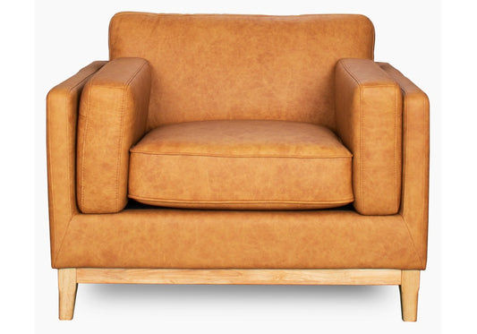 MARQUIS OSLO LEATHER ARMCHAIR 1 SEATER TAN - MyChocolateWood