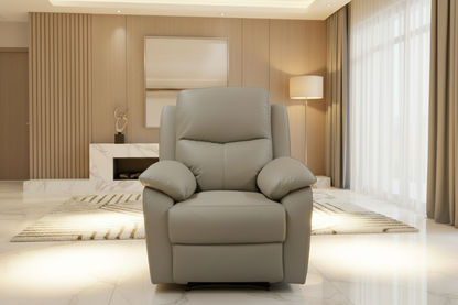 LANCY PREMIUM LEATHER SINGLE SEATER RECLINER ARMCHAIR WHEAT - MyChocolateWood