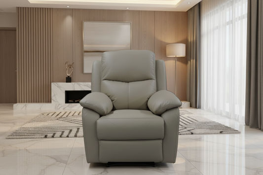LANCY PREMIUM LEATHER SINGLE SEATER RECLINER ARMCHAIR WHEAT - MyChocolateWood