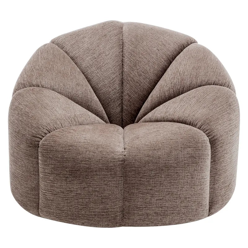 Madeley Chenille Swivel Occasional Chair / Armchair in Mink - Chocolate Wood