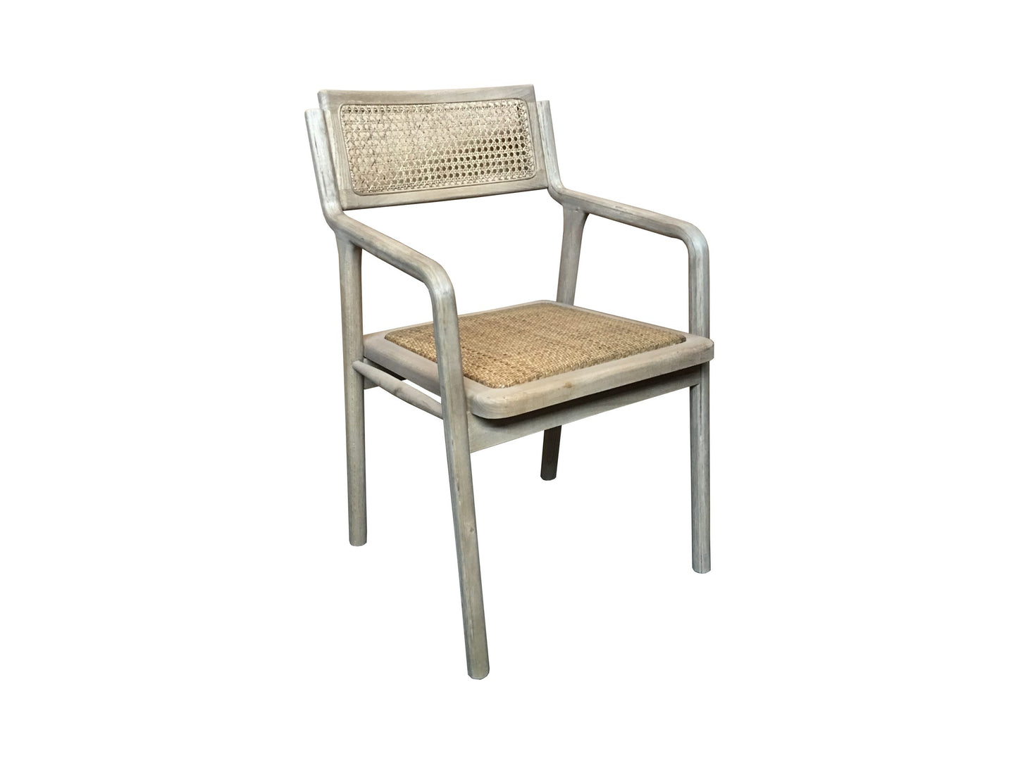 BAHAMAS HAMPTON STYLE ELMWOOD/RATTAN DINING ARMCHAIR GREY - MyChocolateWood