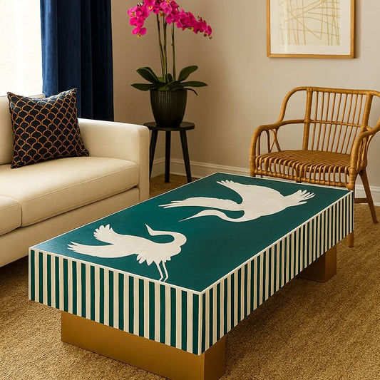 EMMINA MOTHER OF PEARL HAND INLAY COFFEE TABLE - LUXE ARTISAN DESIGN - MyChocolateWood