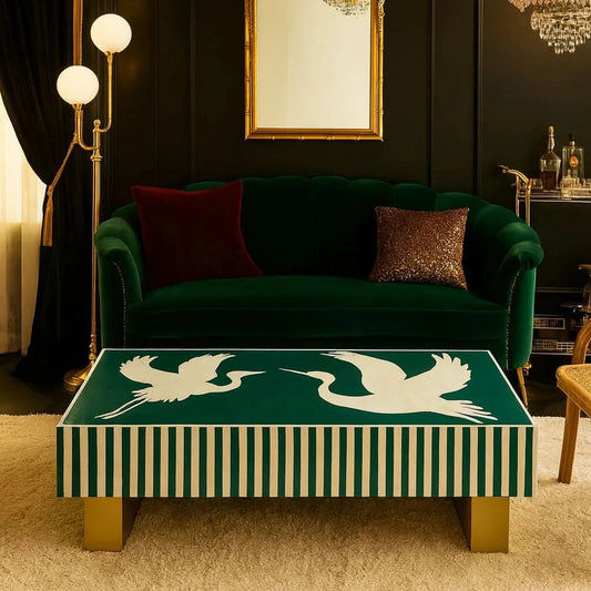 EMMINA MOTHER OF PEARL HAND INLAY COFFEE TABLE - LUXE ARTISAN DESIGN - MyChocolateWood