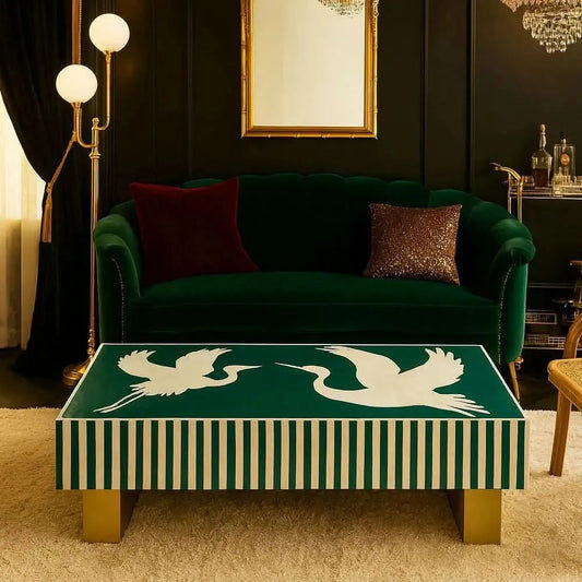 EMMINA MOTHER OF PEARL HAND INLAY COFFEE TABLE - LUXE ARTISAN DESIGN - MyChocolateWood