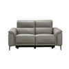TARQUIN GREY LEATHER 2-SEATER DUAL MOTOR ELECTRIC RECLINER SOFA W/POWERED HEADREST - MyChocolateWood