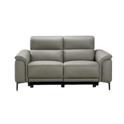 TARQUIN GREY LEATHER 2-SEATER DUAL MOTOR ELECTRIC RECLINER SOFA W/POWERED HEADREST - MyChocolateWood