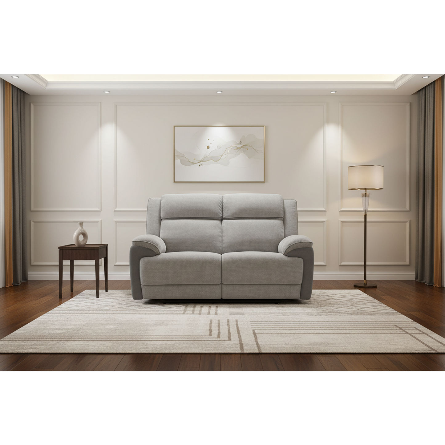 Colvos 2-Seater Electric Recliner Sofa in Graphite - Chocolate Wood