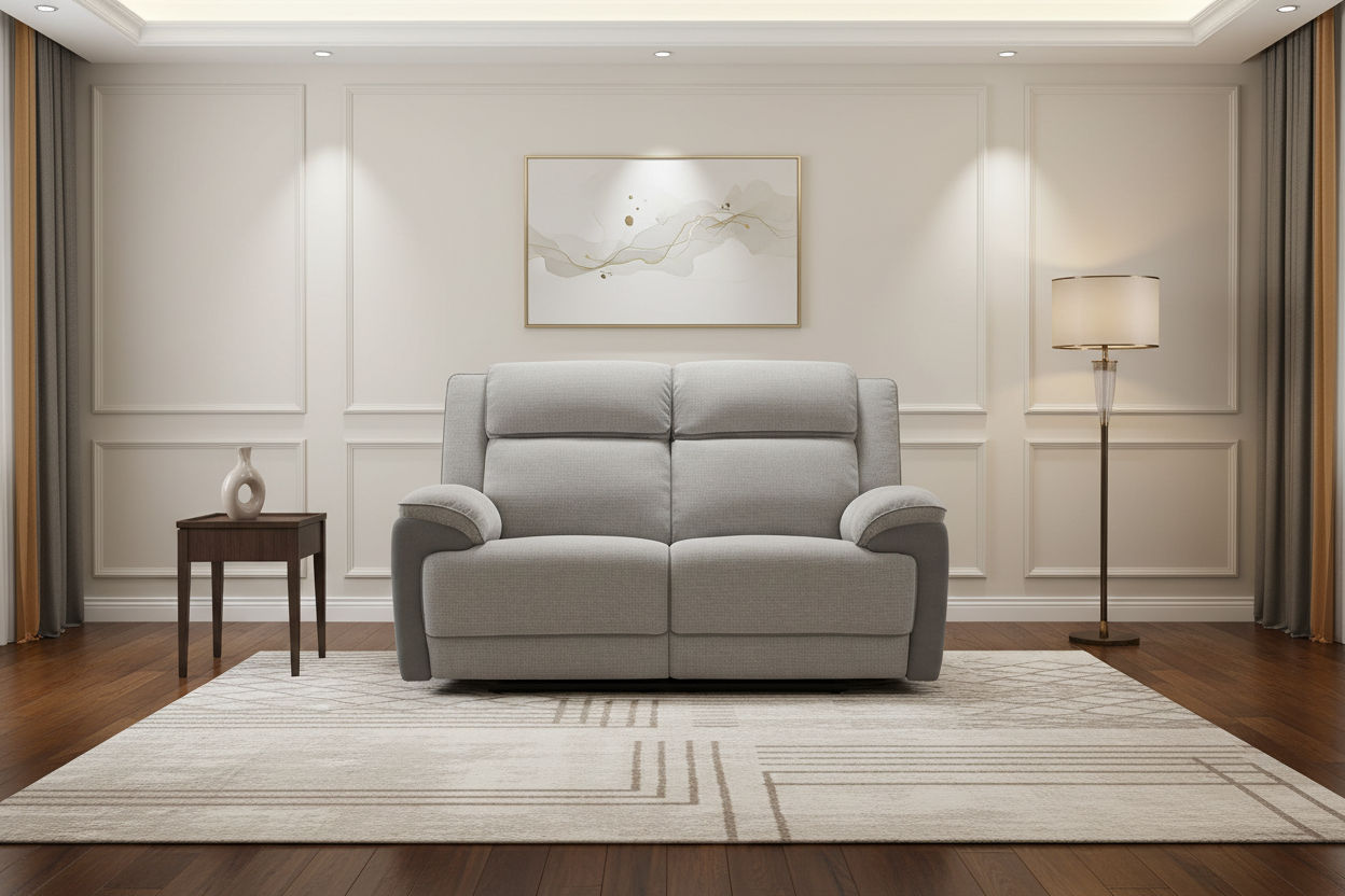 Colvos 2-Seater Electric Recliner Sofa in Graphite - Chocolate Wood