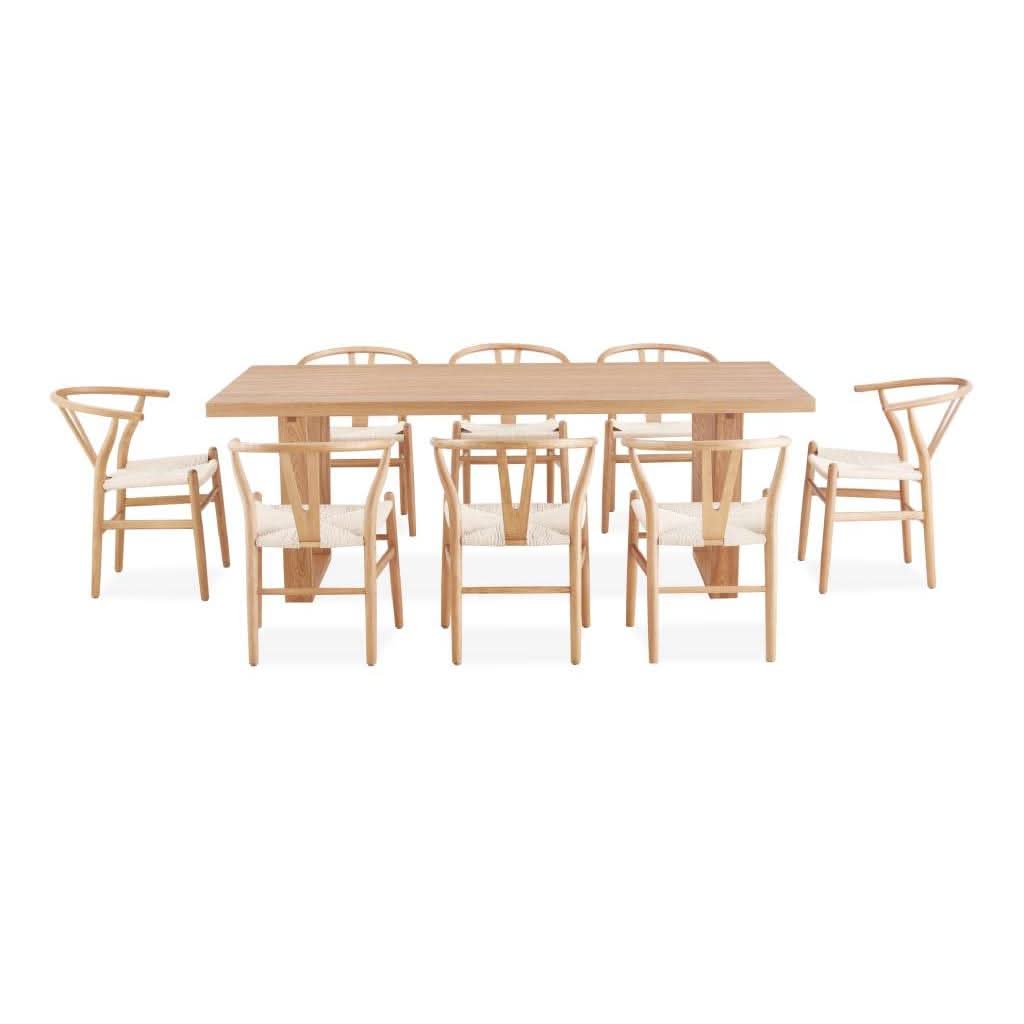 STROUD ELM VENEER TIMBER/MDF 9 PIECE DINING SET: 1 TABLE 240CM  & 8 STROUD DINING CHAIRS - MyChocolateWood