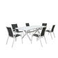 GRECO 7 PIECE OUTDOOR DINING SETTING ALUMINIUM WHITE & CHARCOAL 220CM - MyChocolateWood