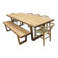 STROUD ELM VENEER TIMBER/MDF 7 PIECE DINING SET: 1 TABLE 240CM, 5 STROUD DINING CHAIRS & 1X190CM BENCH - MyChocolateWood