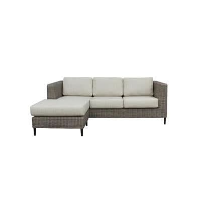 HAYLEY  OUTDOOR 3-SEATER W/REVERSIBLE CHAISE GREY WICKER & LIGHT GREY FABRIC - MyChocolateWood