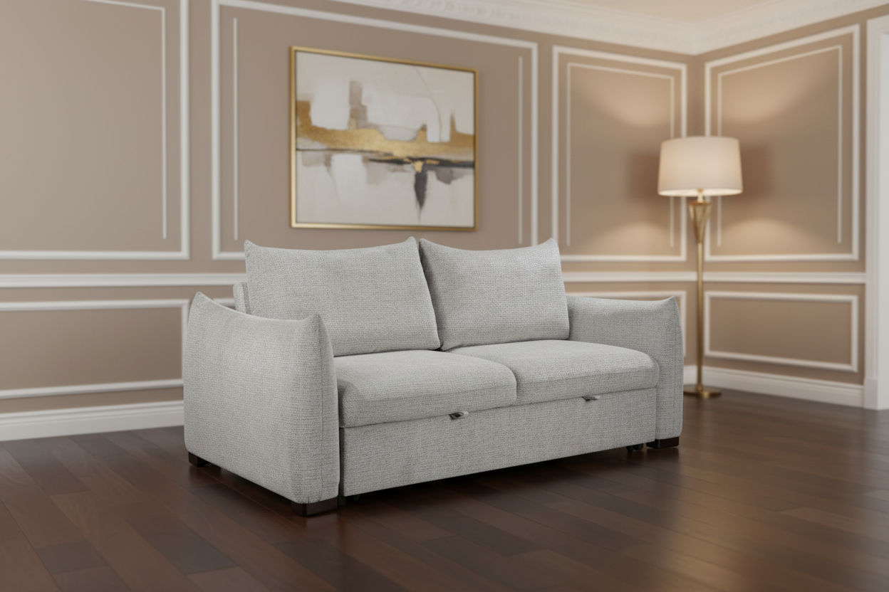 OAKLI FABRIC PULLOUT 3-SEATER SOFA BED GREY - MyChocolateWood