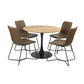 Alberge Round Veneer Top Dining Table 100cm in Matte Ash - Chocolate Wood