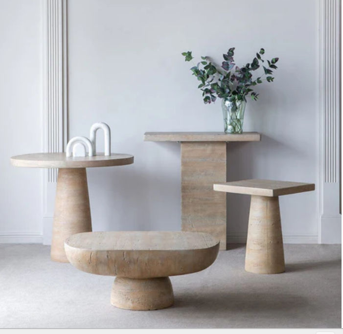 BARDOT OVAL CEMENT COFFEE TABLE NATURAL - MyChocolateWood