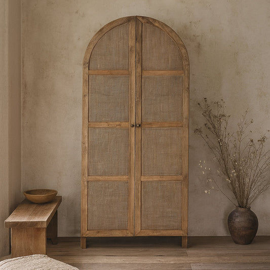 JASPA ARCHED OLD ELM CABINET STORAGE CABINET CUPBOARD - MyChocolateWood