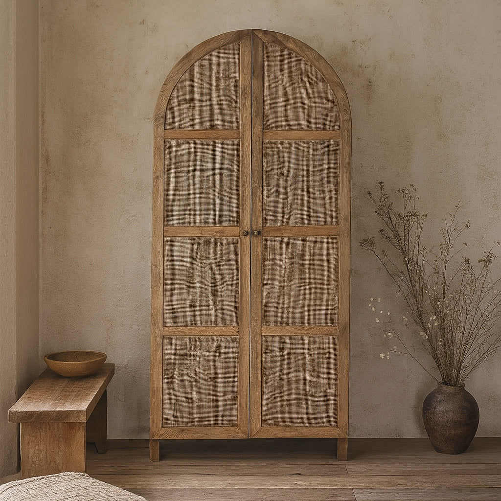 JASPA ARCHED OLD ELM CABINET STORAGE CABINET CUPBOARD - MyChocolateWood